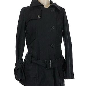 Pepe Jeans London Black Wool Women's Pea Coat medium